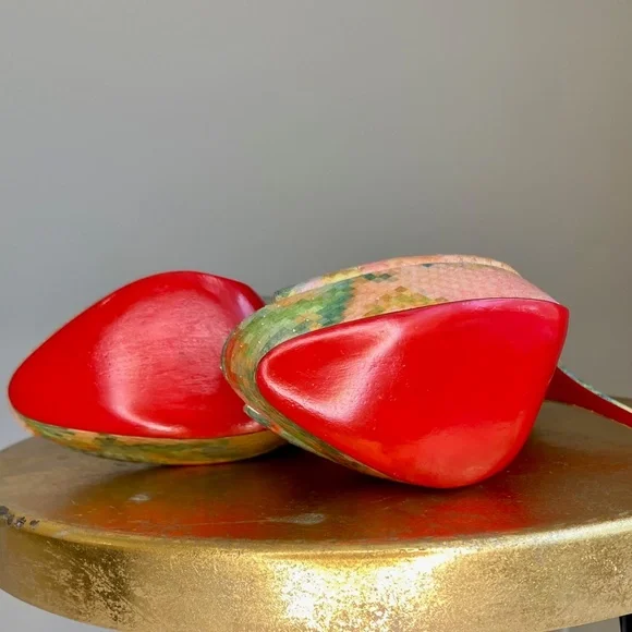 Excellent Christian Louboutin Troca 140 Python Pixel - Red Bottoms Size EU 38 - Picture 10 of 16